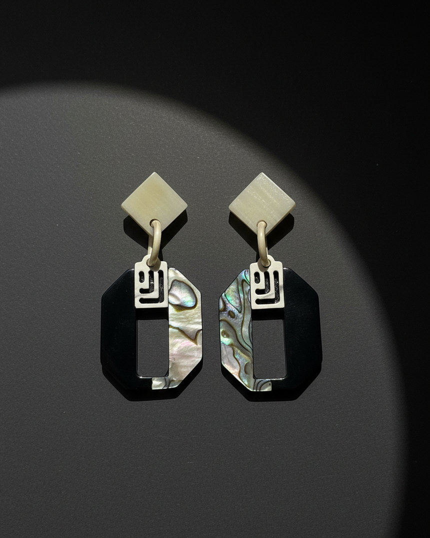 Bông tai sơn mài cửu khổng bào ngư thời trang Hity