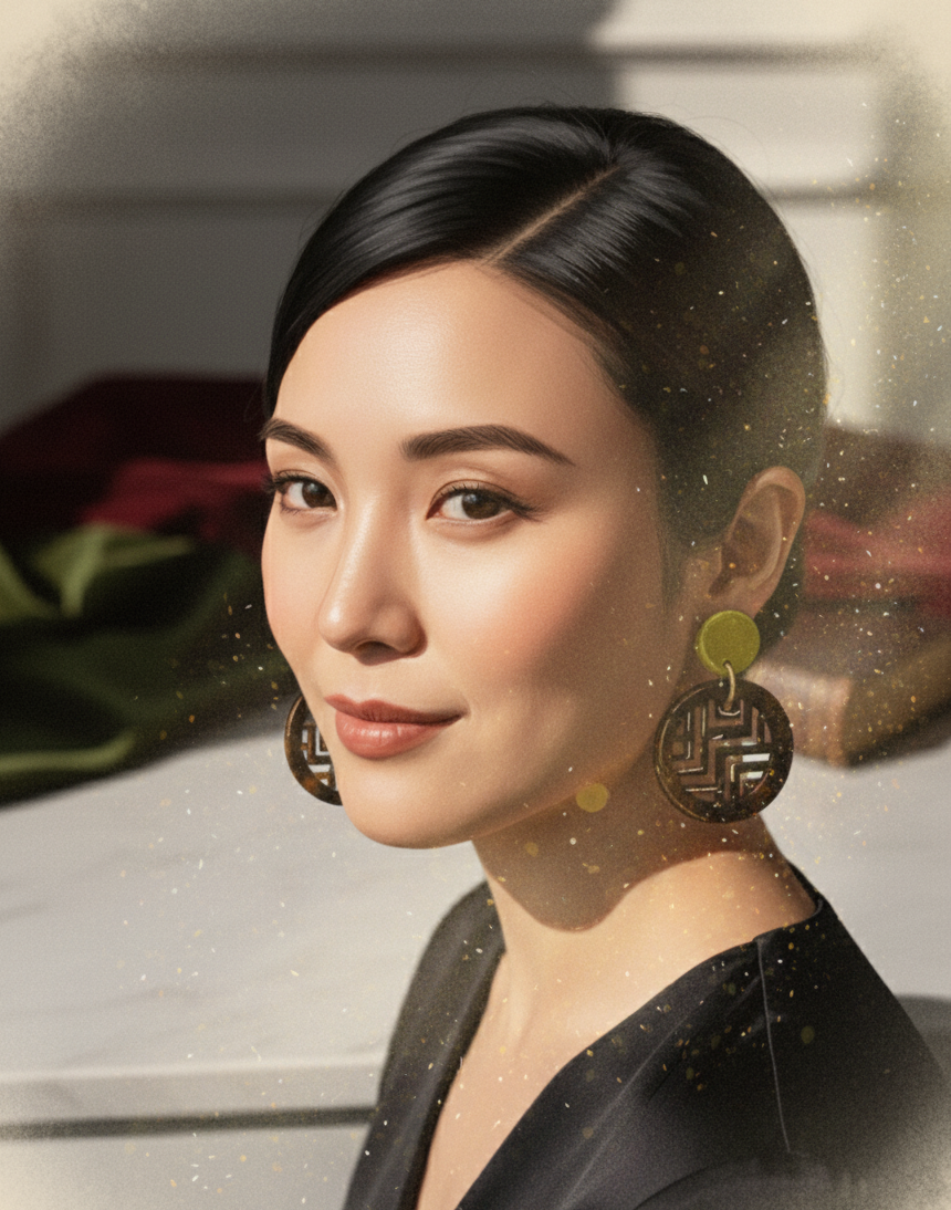 Bông tai sơn mài hoạ tiết cung đình thời trang Hity