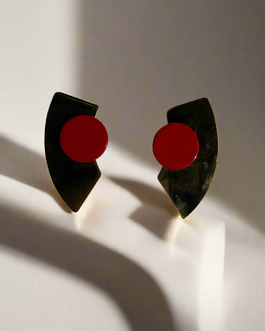 Bông tai statement sơn mài mạ vàng thời trang Hity