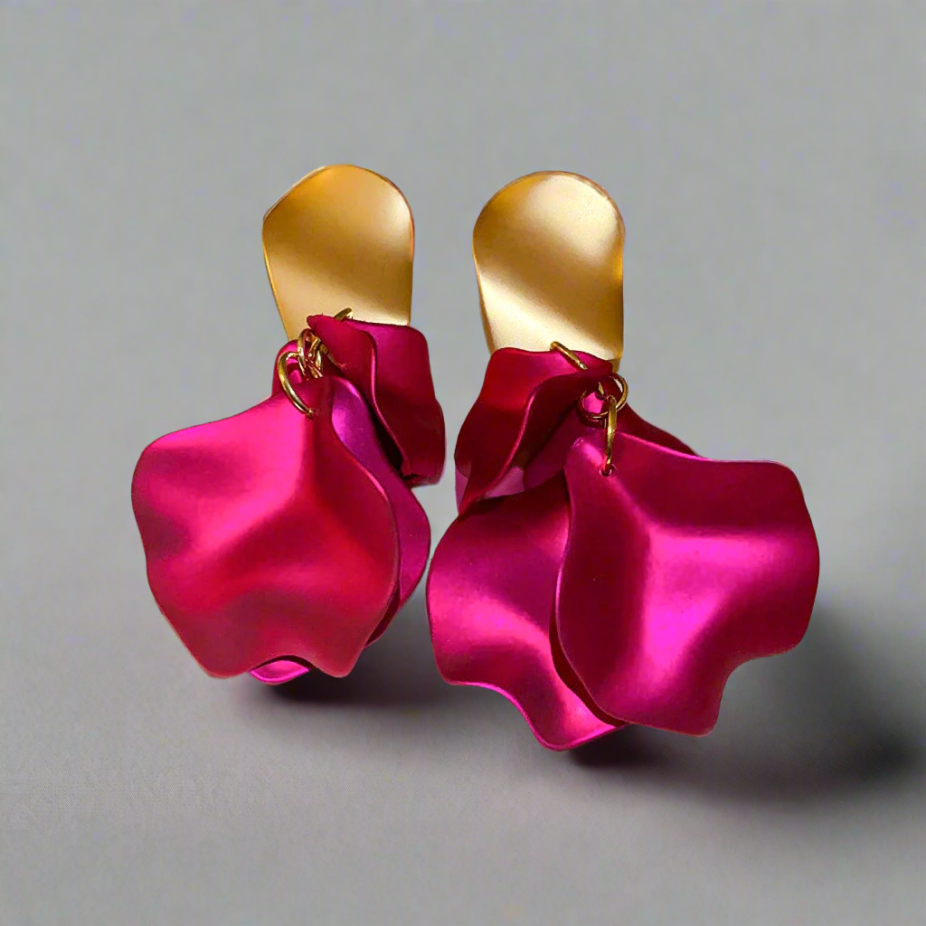 Bông tai bảng to statement hồng sen thời trang Hity