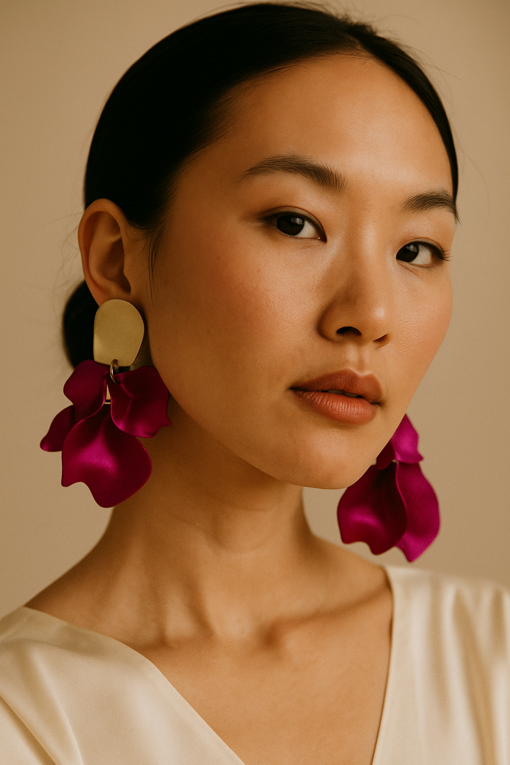 Bông tai bảng to statement hồng sen thời trang Hity