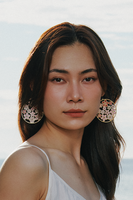 Bông tai tròn to sakura thời trang Hity