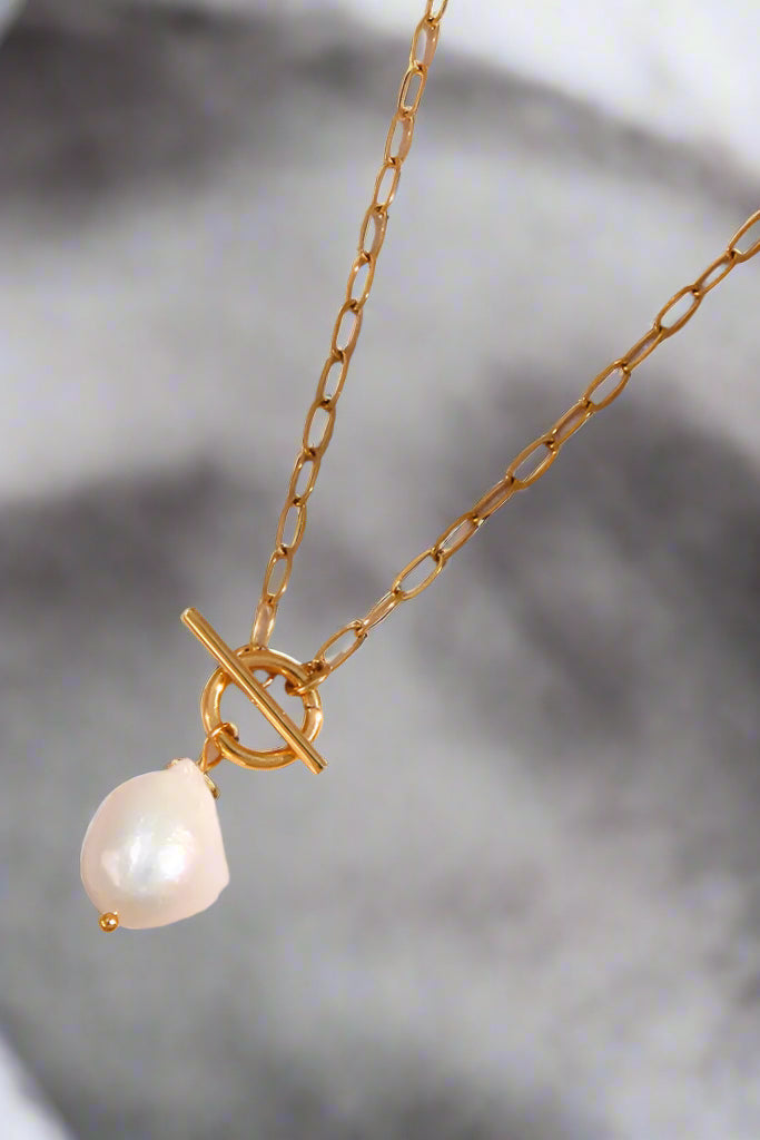 Dây chuyền dáng xích mặt ngọc trai baorque thời trang Hity