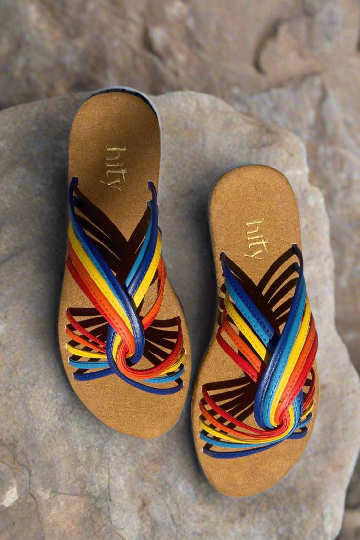 Dép xăng đan sandals da lộn cầu vồng thời trang Hity