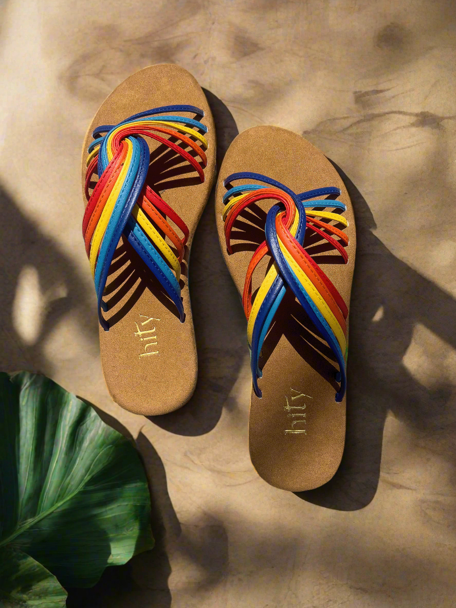 Dép xăng đan sandals da lộn cầu vồng thời trang Hity