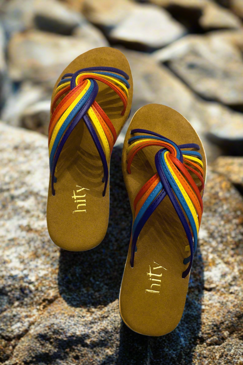 Dép xăng đan sandals da lộn cầu vồng thời trang Hity