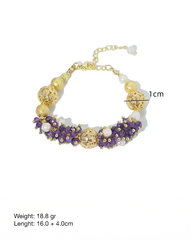 Vòng tay đá thạch anh phối ngọc trai baroque thời trang Hity