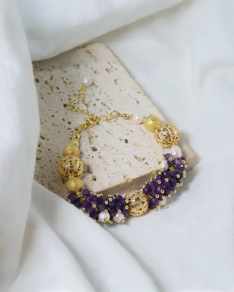 Vòng tay đá thạch anh phối ngọc trai baroque thời trang Hity