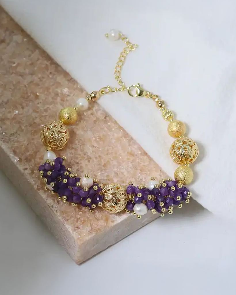 Vòng tay đá thạch anh phối ngọc trai baroque thời trang Hity