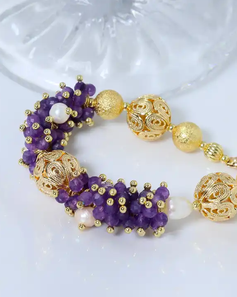 Vòng tay đá thạch anh phối ngọc trai baroque thời trang Hity