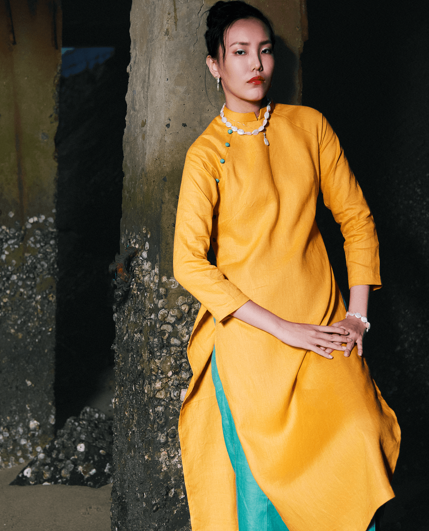 Áo Dài Linen Dã Quỳ ADA007 - Hity