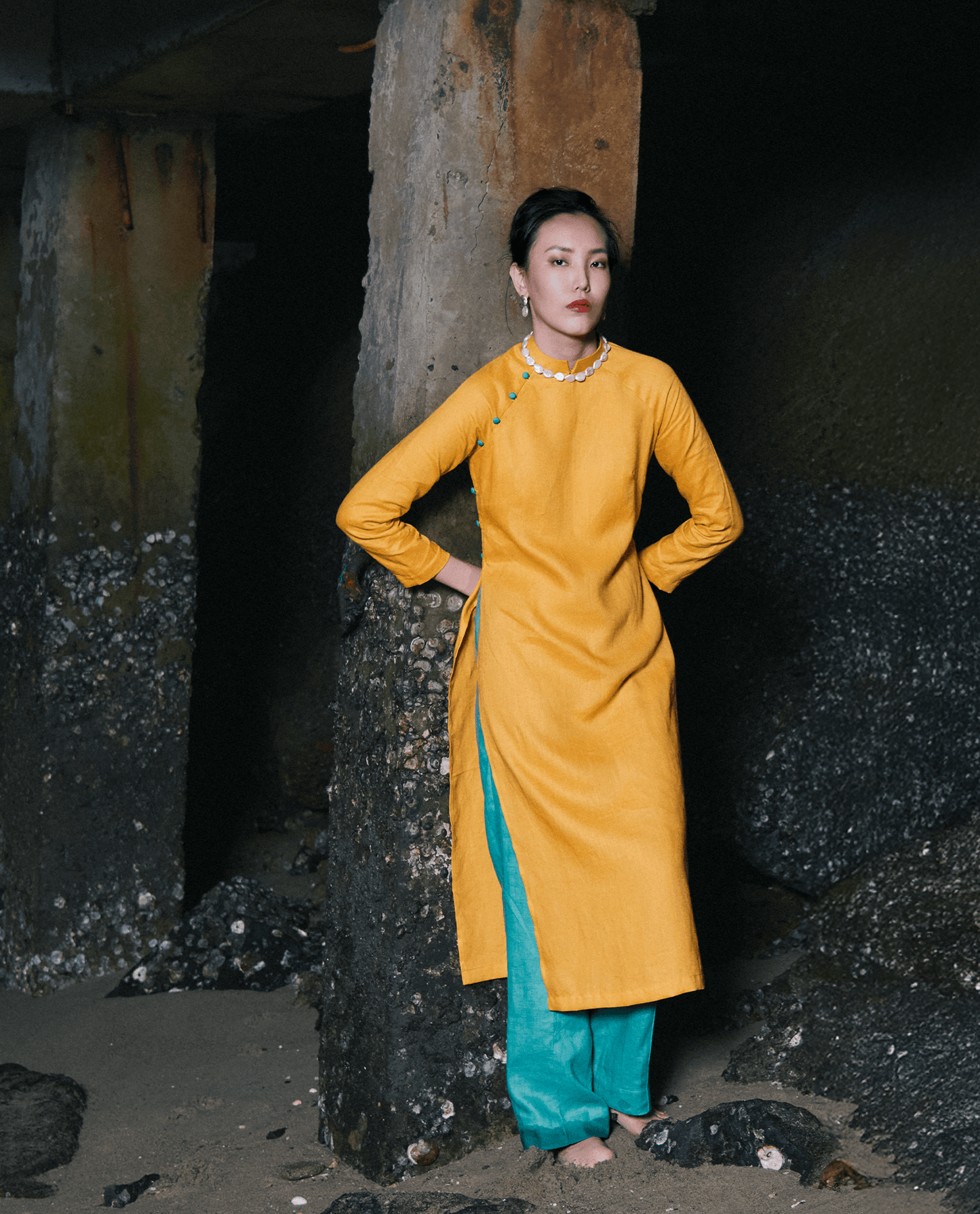 Áo Dài Linen Dã Quỳ ADA007 - Hity