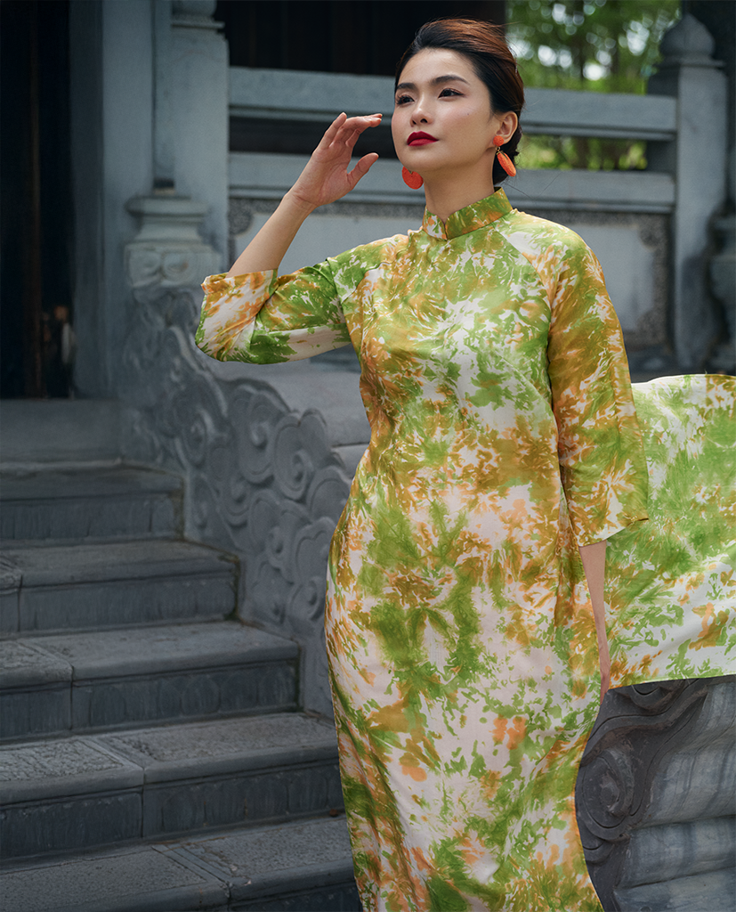 Áo Dài Lụa Thuỷ Ấn Phiêu Vân ADA012