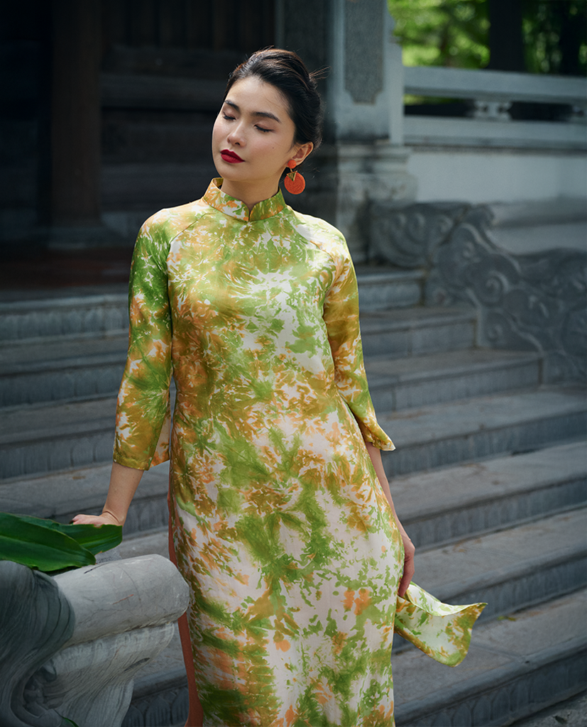 Áo Dài Lụa Thuỷ Ấn Phiêu Vân ADA012