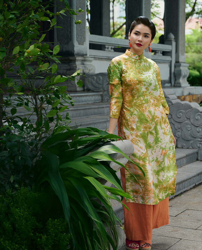 Áo Dài Lụa Thuỷ Ấn Phiêu Vân ADA012