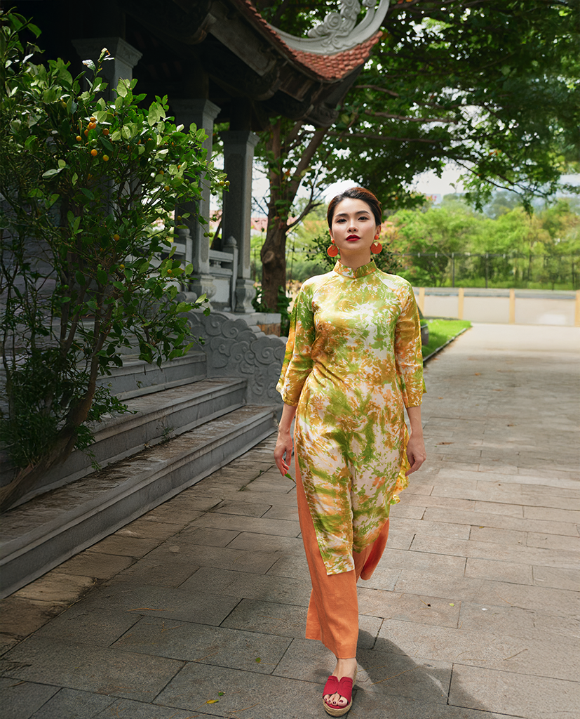 Áo Dài Lụa Thuỷ Ấn Phiêu Vân ADA012
