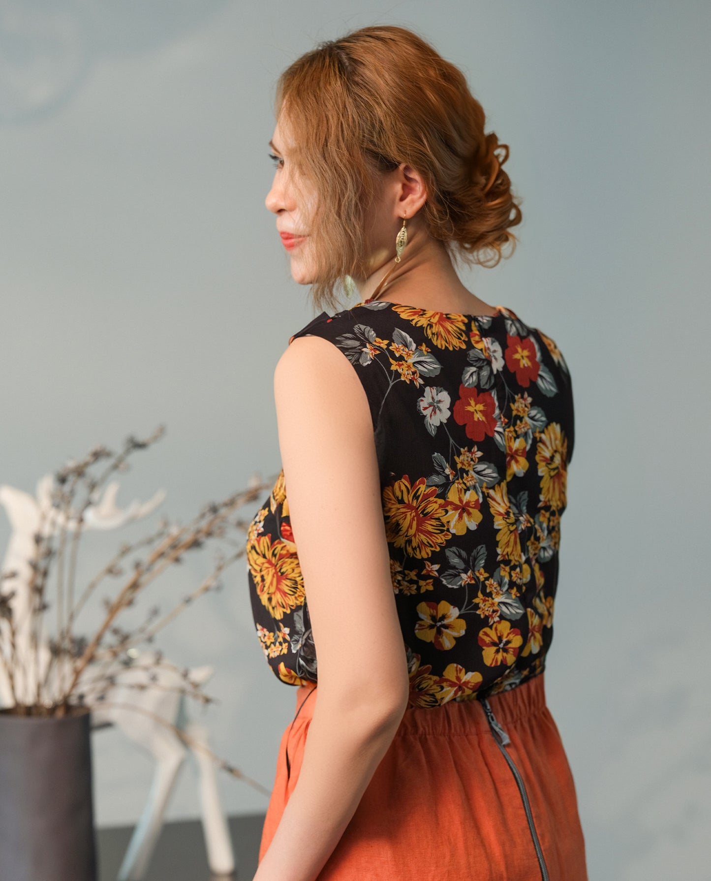 Áo không tay voan chiffon hoa | Thời trang bền vững Hity