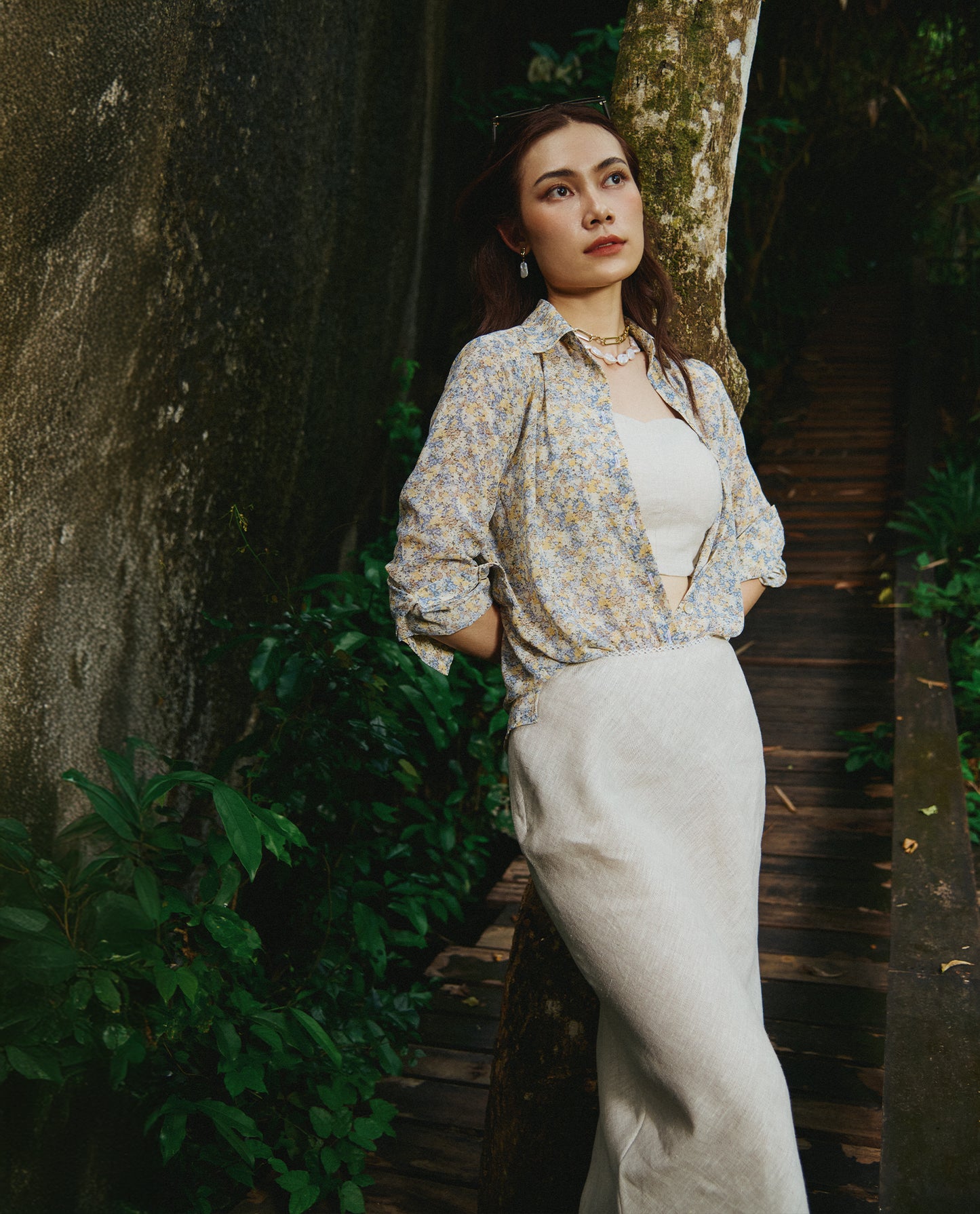 Áo sơ mi nữ voan hoa cổ điển vintage | Thời trang bền vững Hity