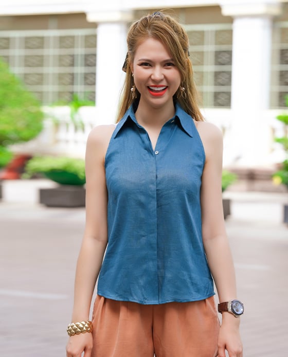 Áo Sơ Mi Halter Chàm TOP159