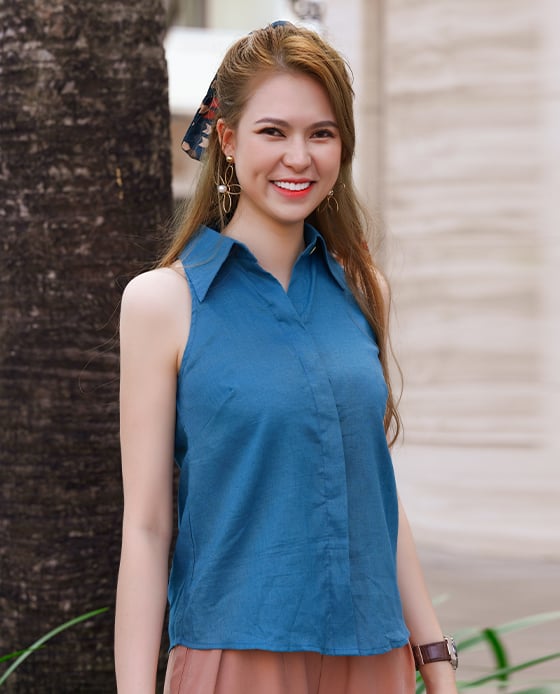 Áo Sơ Mi Halter Chàm TOP159