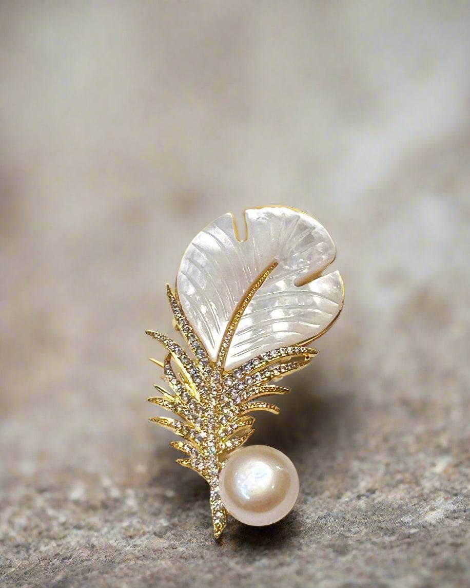 Trâm cài áo xà cừ ngọc trai thô baroque thời trang Hity