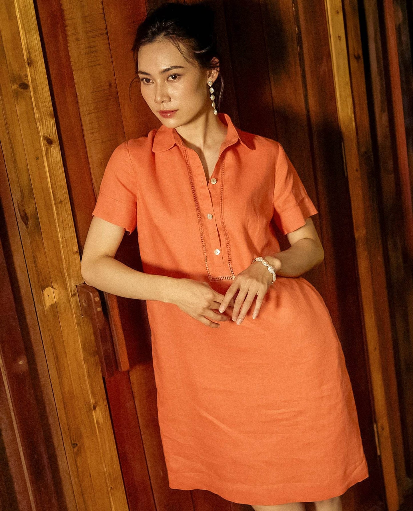 Đầm Sơ Mi Linen Kéo Sợi Mơ Nghiền DRE197 - Hity