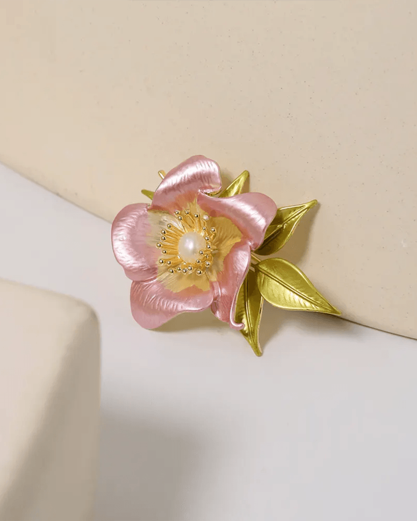 Cài Áo Ngọc Trai Baroque Hồng Hoa - Hity