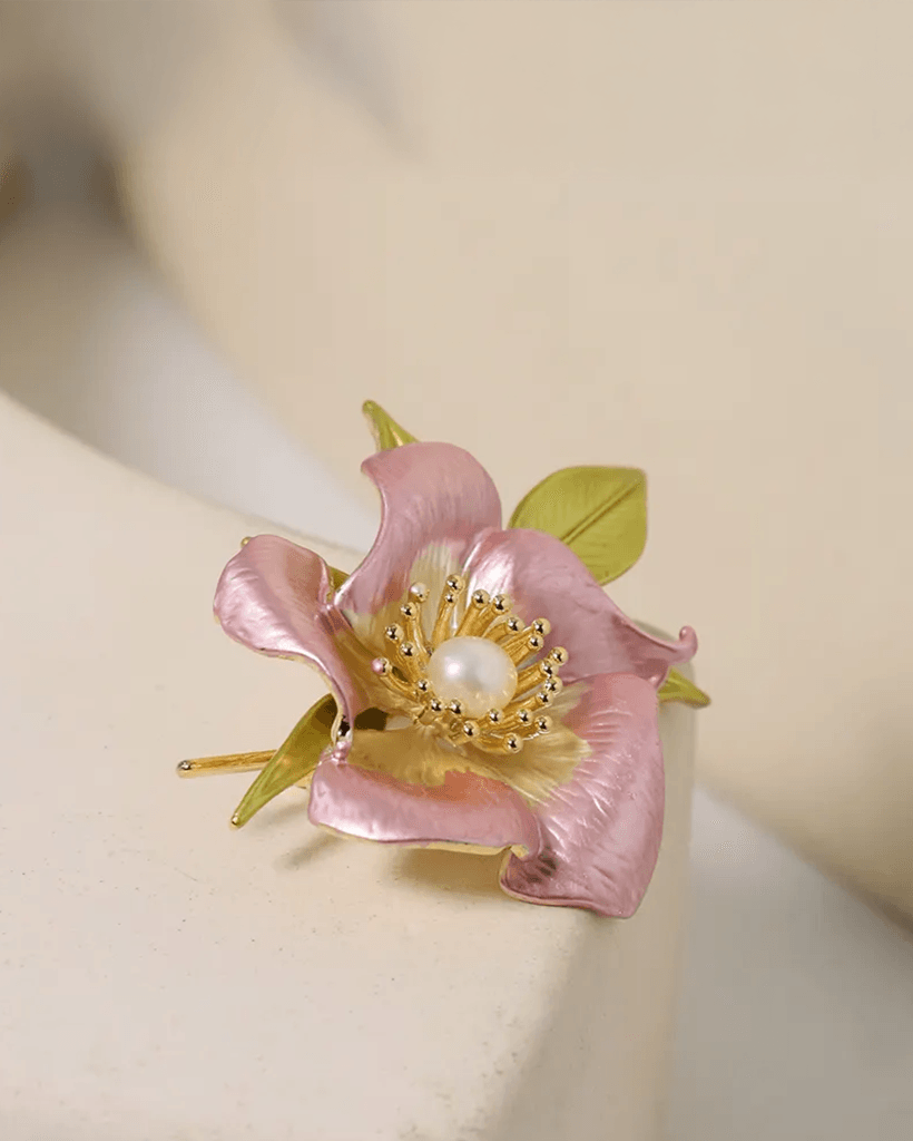 Cài Áo Ngọc Trai Baroque Hồng Hoa - Hity