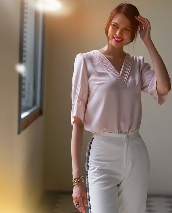 Áo Xếp Ly Anh Đào TOP143
