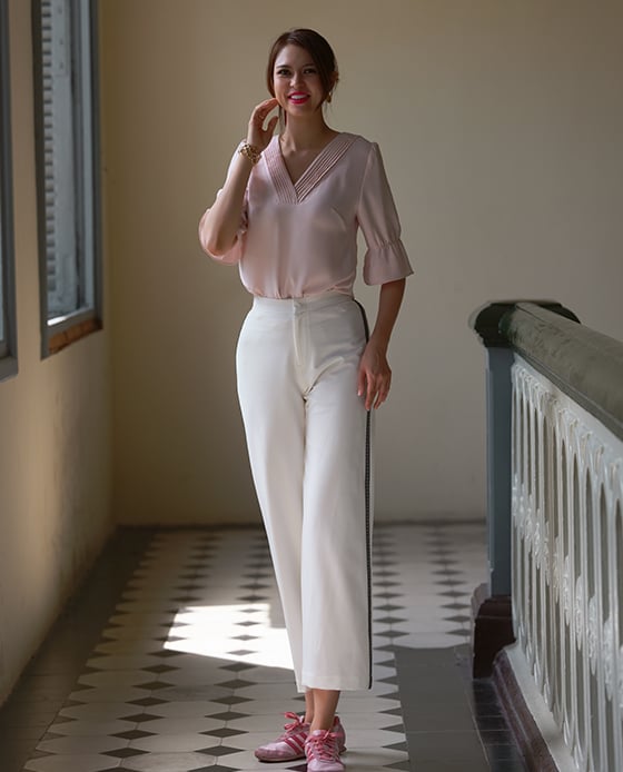 Áo Xếp Ly Anh Đào TOP143