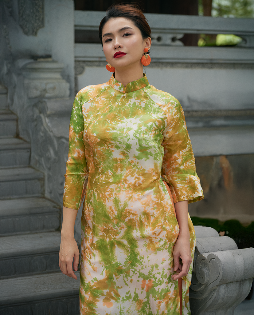 Áo Dài Lụa Thuỷ Ấn Phiêu Vân ADA012