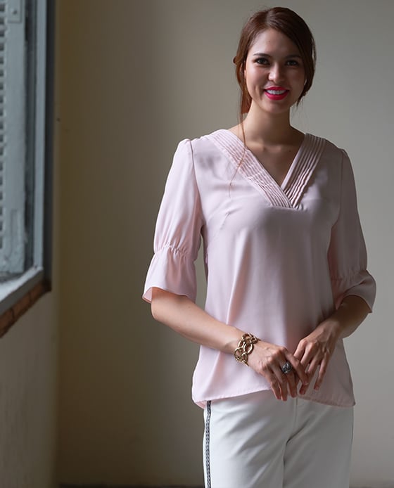 Áo Xếp Ly Anh Đào TOP143
