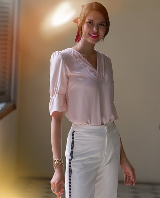 Áo Xếp Ly Anh Đào TOP143