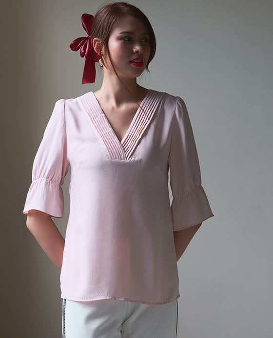 Áo Xếp Ly Anh Đào TOP143