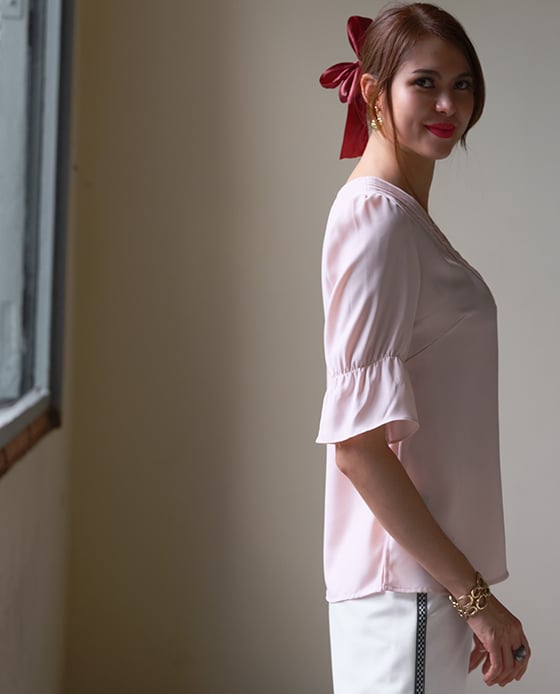 Áo Xếp Ly Anh Đào TOP143