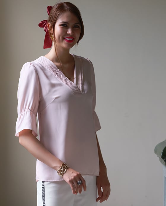 Áo Xếp Ly Anh Đào TOP143