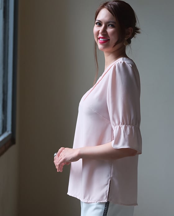 Áo Xếp Ly Anh Đào TOP143