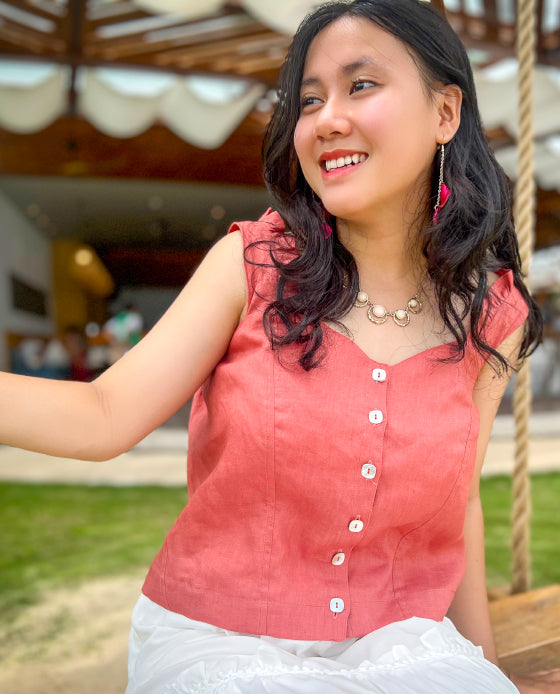 Áo Croptop Linen Mai Châu TOP186