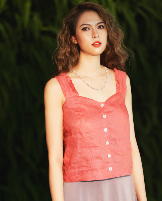 Áo Croptop Linen Mai Châu TOP186