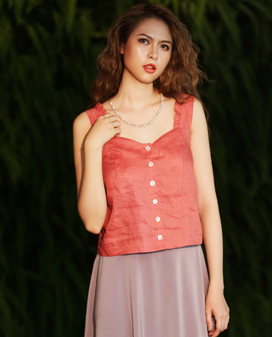Áo Croptop Linen Mai Châu TOP186