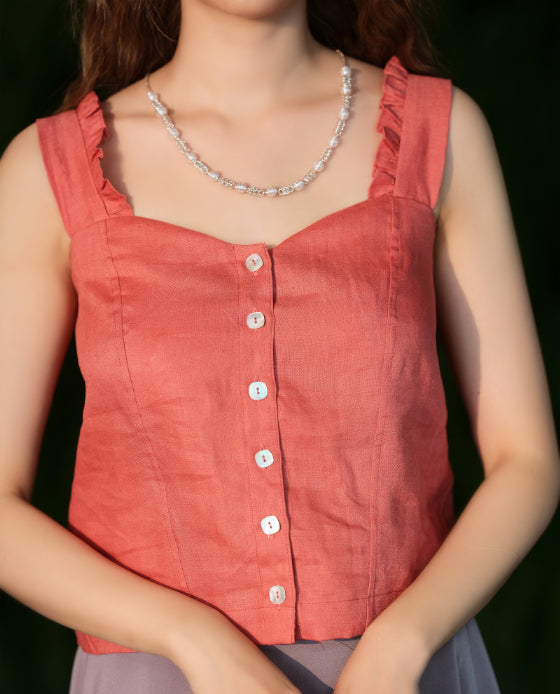 Áo Croptop Linen Mai Châu TOP186