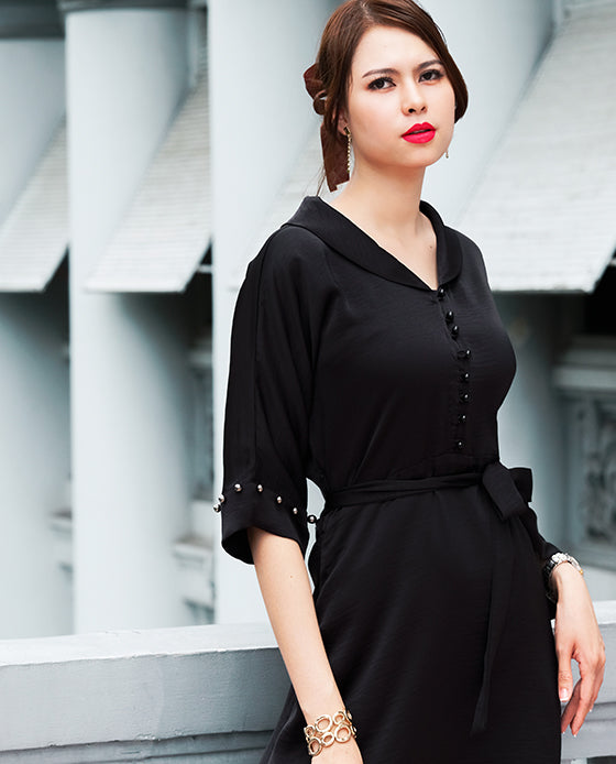Đầm Tay Liền Xạ Hương DRE130