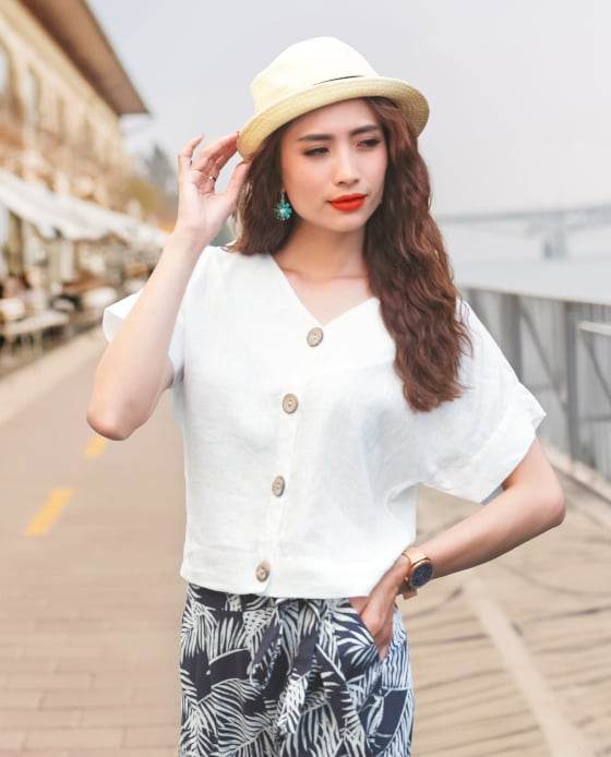 Áo Croptop Linen Jasmine TOP134 - Hity