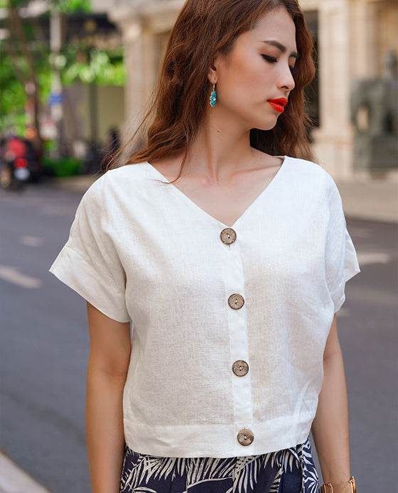 Áo Croptop Linen Jasmine TOP134 - Hity