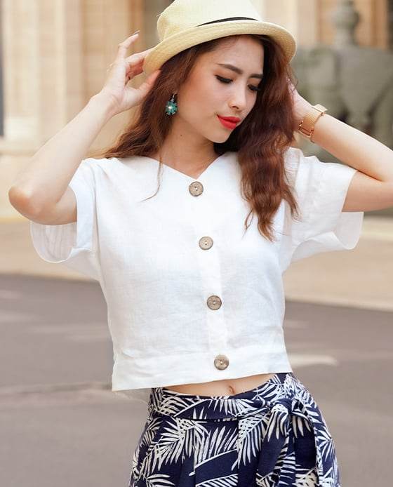 Áo Croptop Linen Jasmine TOP134 - Hity