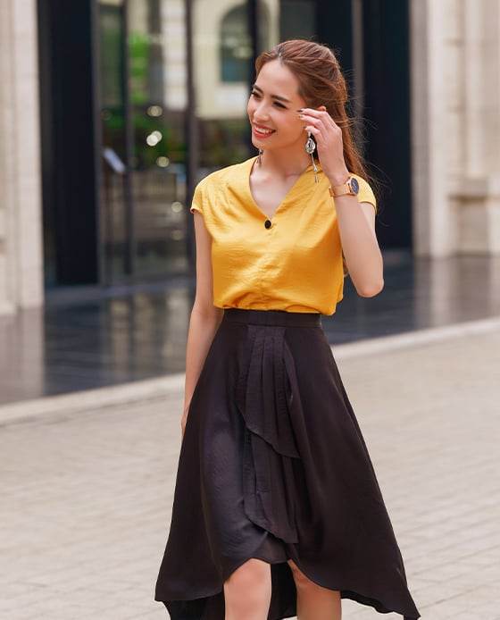 Váy Lụa Xoè Lotus SKI036 Đen Huyền Bí - Hity