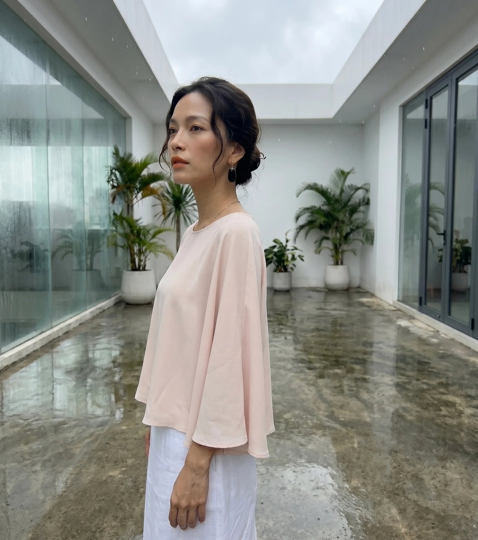 Áo cánh dơi crepe hồng thời trang Hity