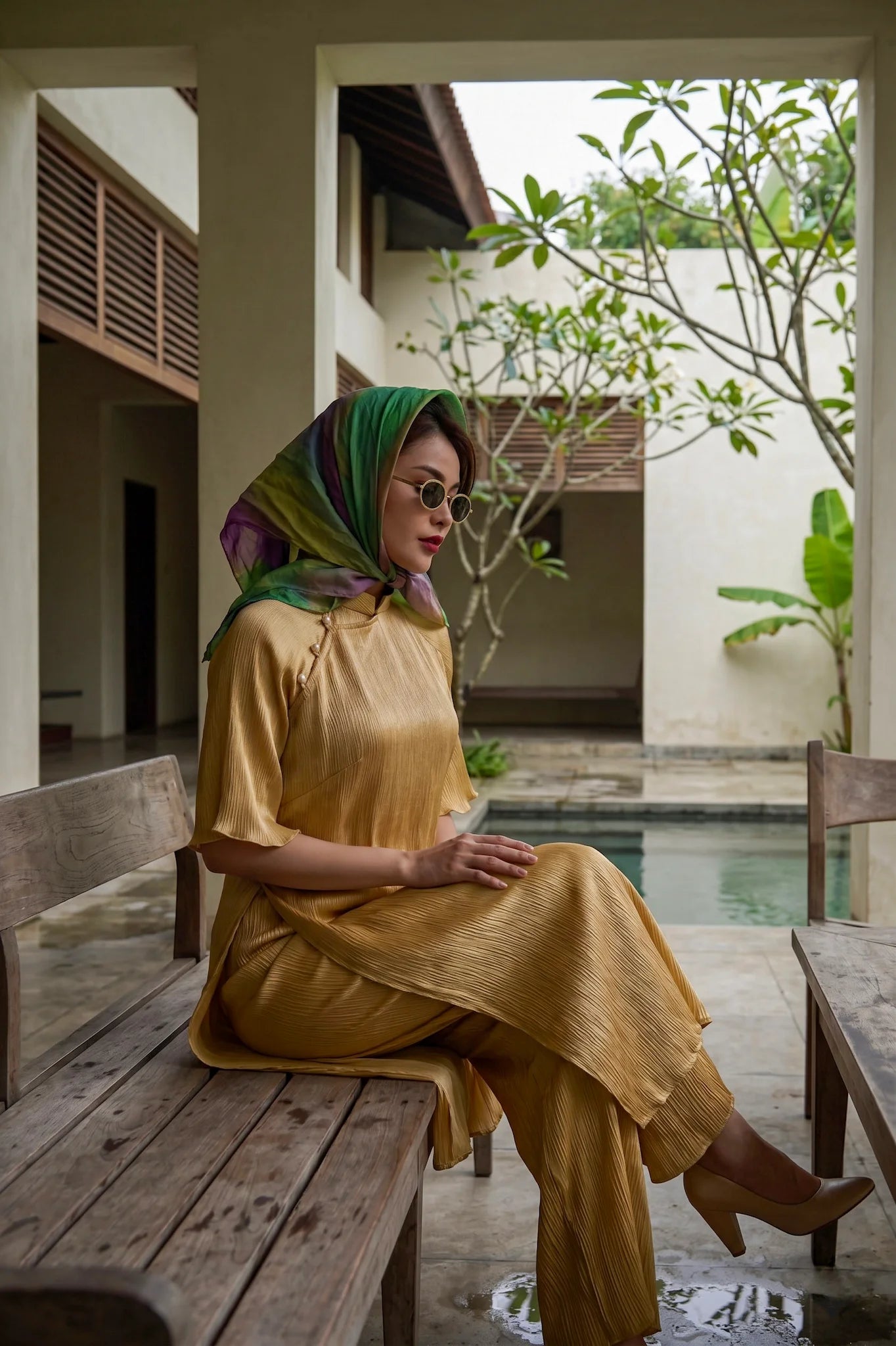 Áo dài lụa dún Tám Lăng Silk thời trang Hity