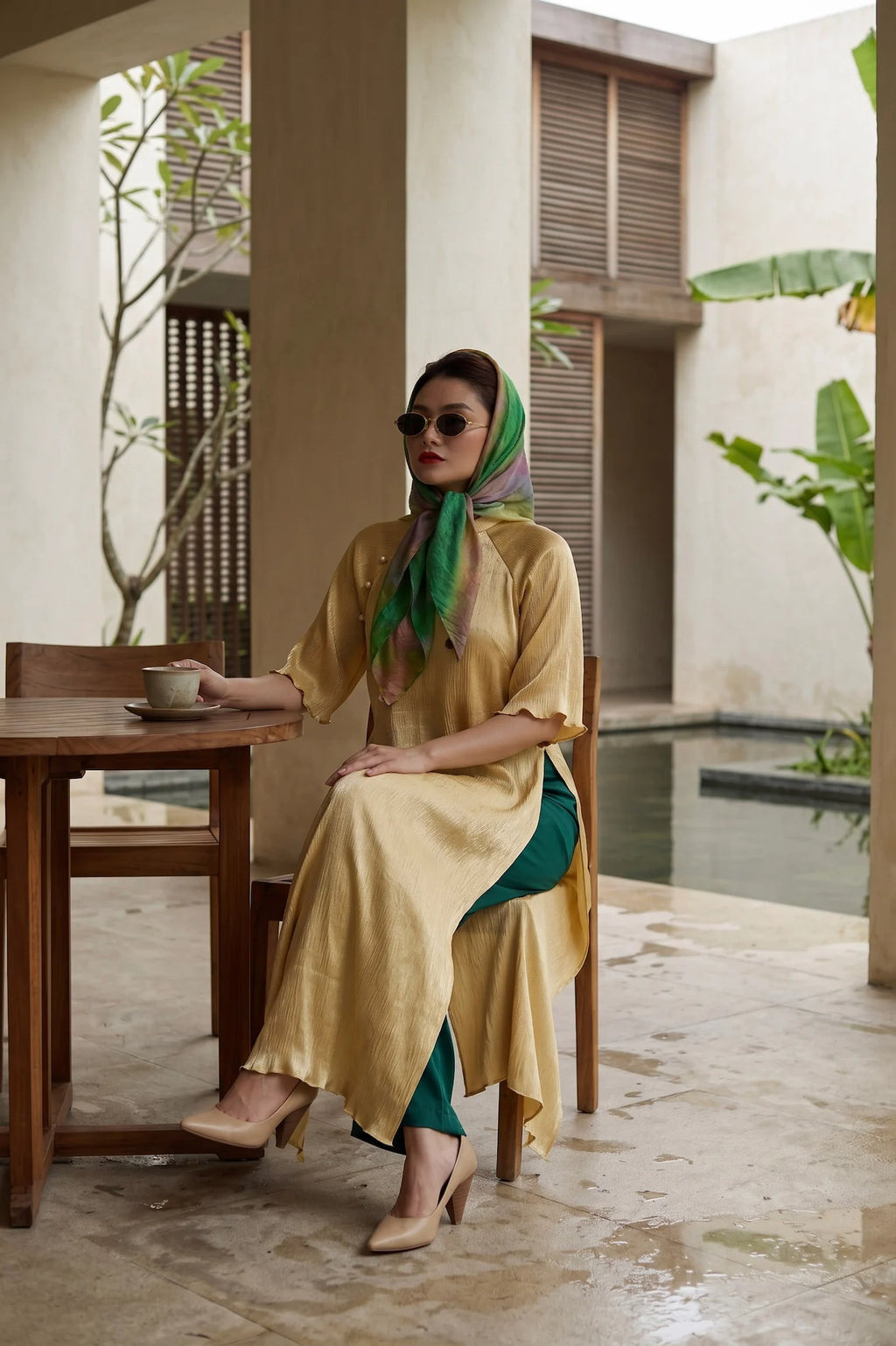 Áo dài lụa dún Tám Lăng Silk thời trang Hity
