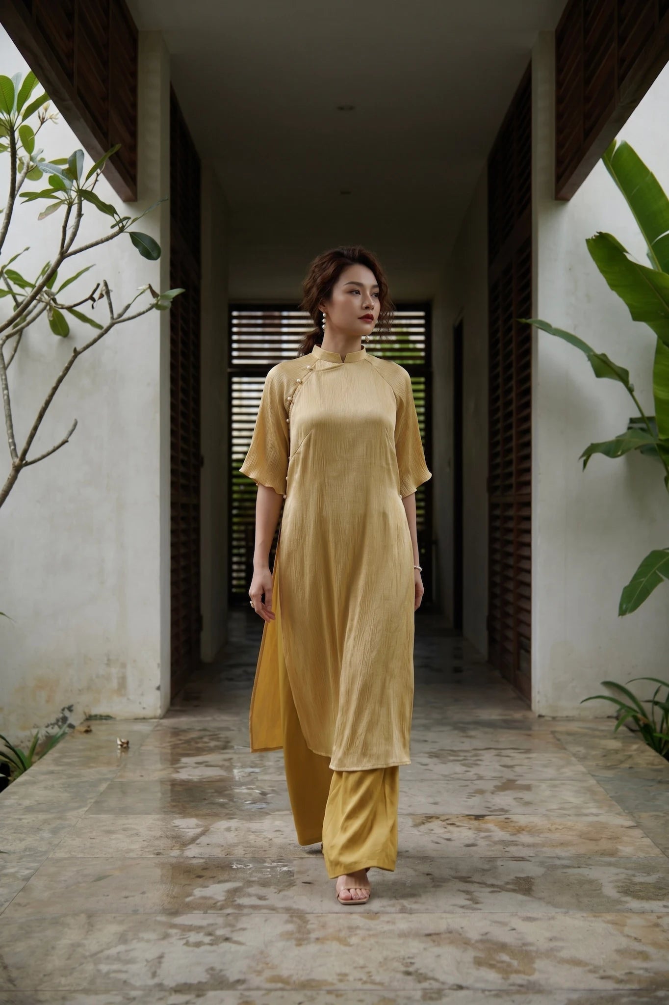 Áo dài lụa dún Tám Lăng Silk thời trang Hity